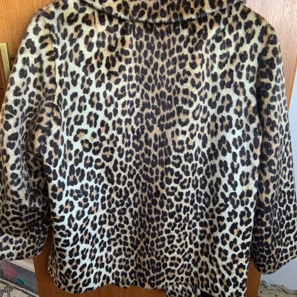 Vintage 60s Leopard Peacoat faux Fur size large 12 14 - Picture 12 of 14